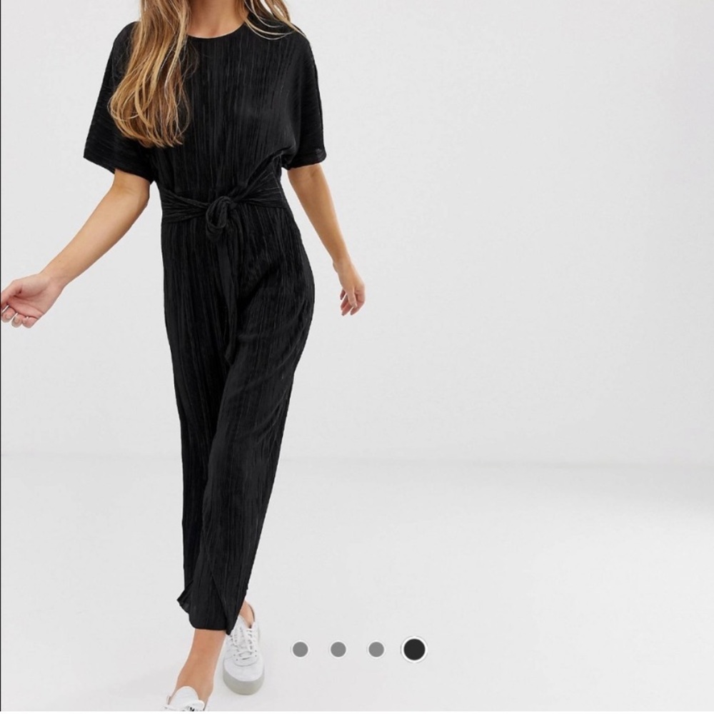 ASOS Design Plisse High Neck Jumpsuit